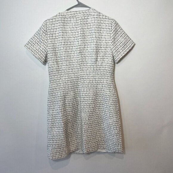 Rachel Zoe Tweed Button Up Mini Dress Womens Size 8 White Short Sleeve NEW - Picture 7 of 15